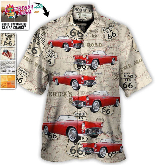 Route 66 Car Racing Love Road Custom Photo - Hawaiian Shirt - Personalized Photo Gifts Hawaiian Shirt - Trendy Aloha