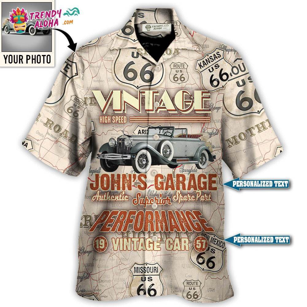 Route 66 Vintage Car Take Me On A Road Trip Custom Photo Personalized - Hawaiian Shirt - Personalized Photo Gifts Hawaiian Shirt - Trendy Aloha