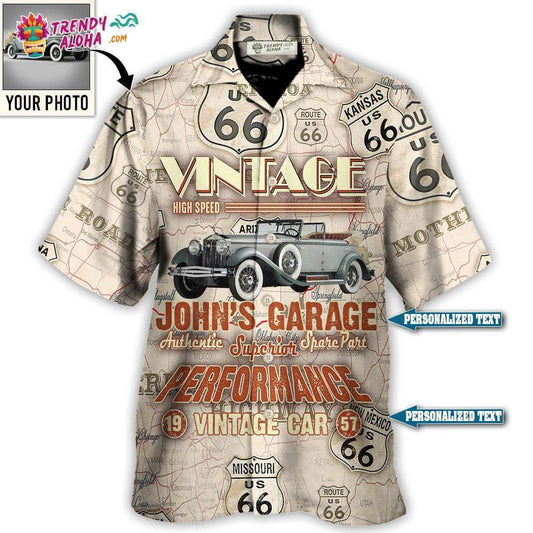 Route 66 Vintage Car Take Me On A Road Trip Custom Photo Personalized - Hawaiian Shirt - Personalized Photo Gifts Hawaiian Shirt - Trendy Aloha