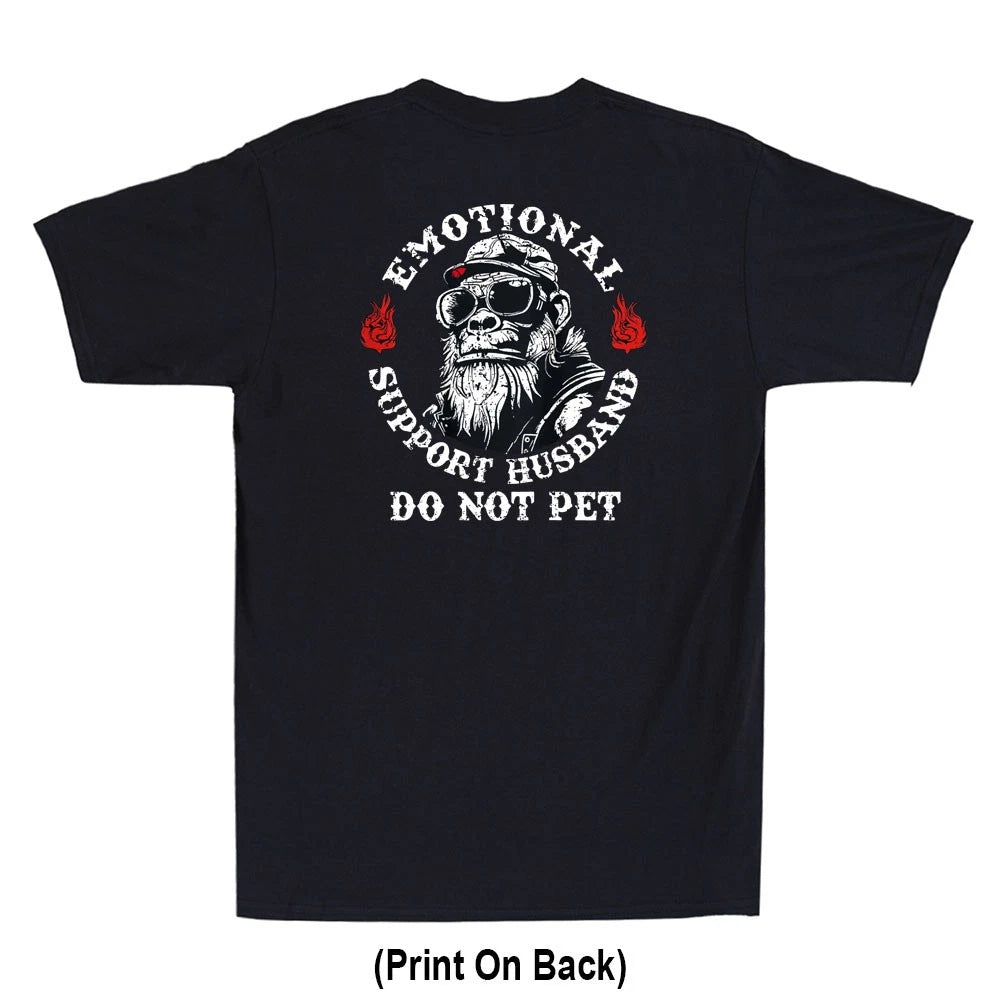 Emotional Support Husband Do Not Pet Funny Monkey (Print On Back) Men's T-Shirt