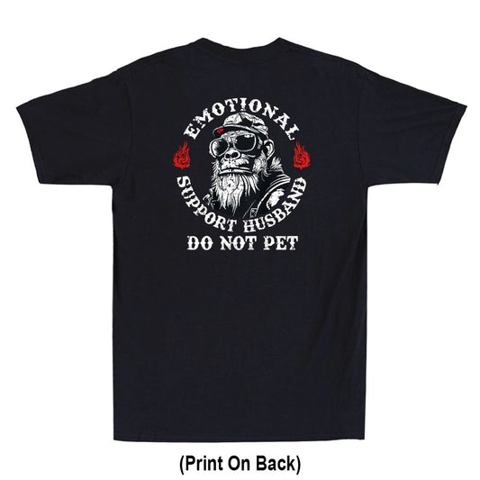 Emotional Support Husband Do Not Pet Funny Monkey (Print On Back) Men's T-Shirt
