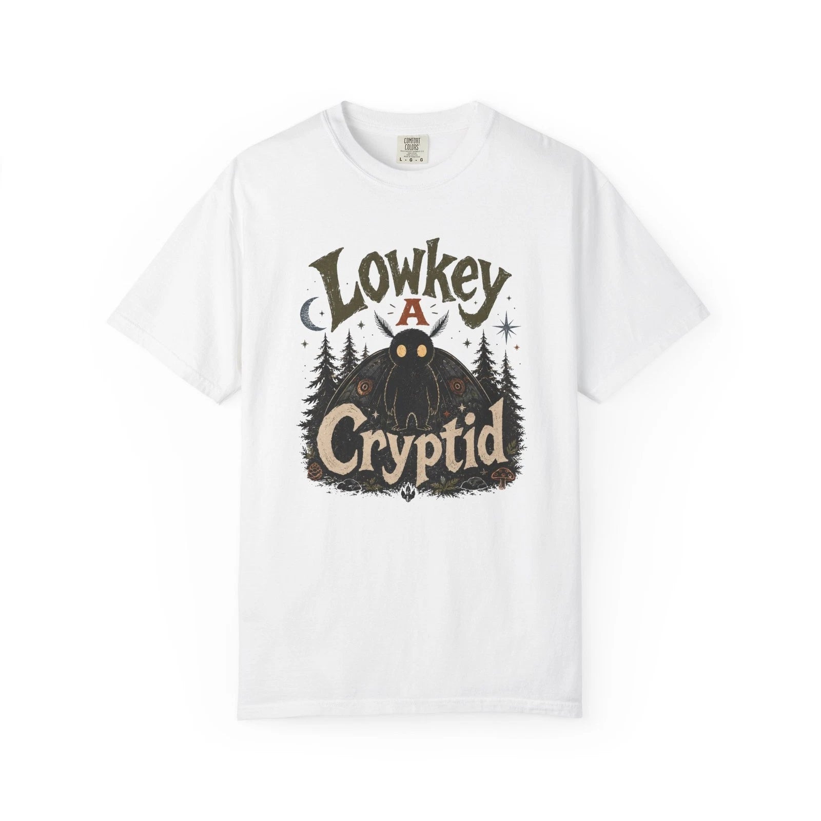 Lowkey Cryptid T-Shirt | Sasquatch Forest Night Illustration