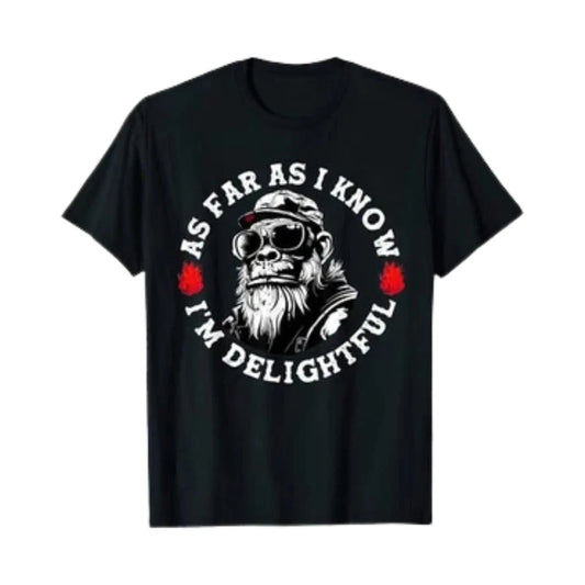 As Far As I Know I'm Delightful T-Shirt Funny Gorilla Mens Graphic Tee Black