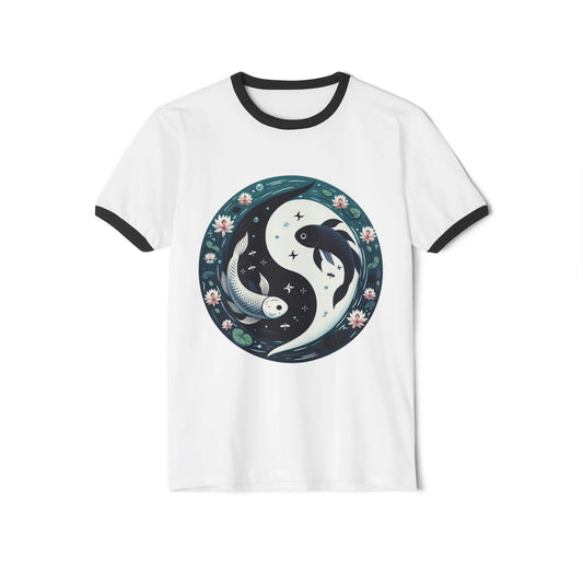 Yin Yang Koi Fish T-Shirt | Floral Circular Pisces Design