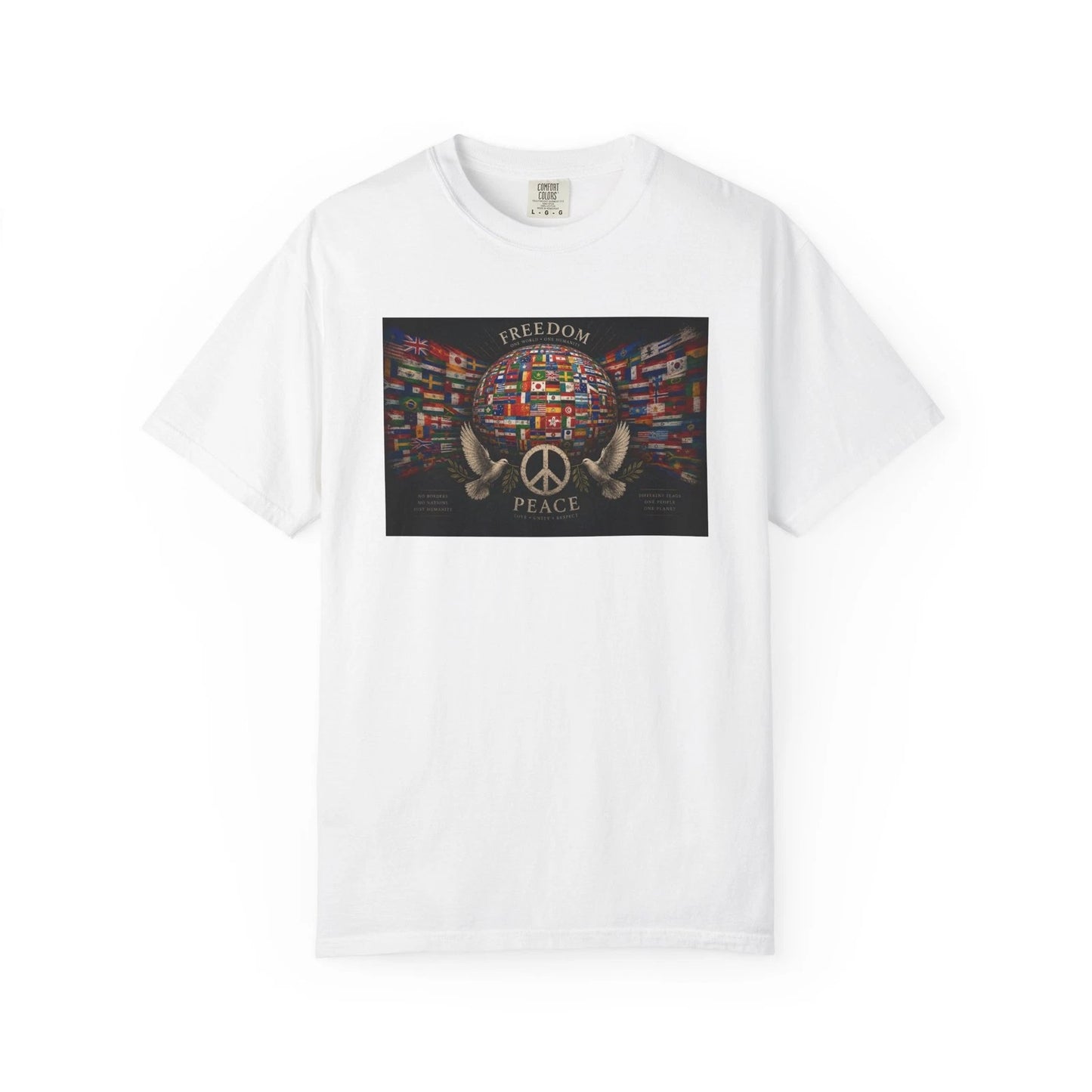 World Flags Peace Globe T-shirt | Freedom Peace Graphic