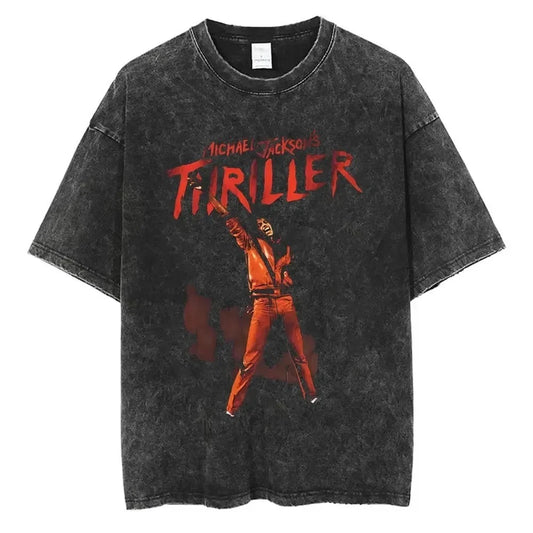 Michael Jackson T-Shirts Washed Cotton Unisex Graphic Print MJ Tees