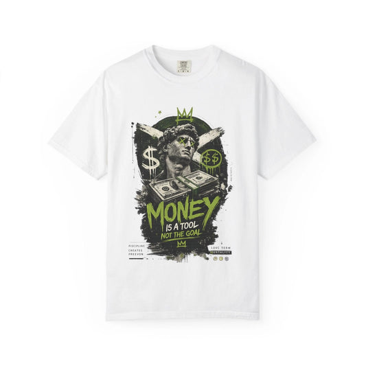 Money Is a Tool graphic T-Shirt | Statue, Cash, Street Art Design