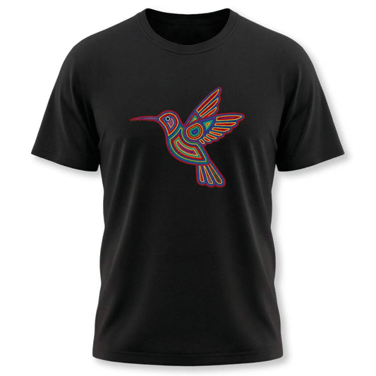 Huichol Hummingbird T-Shirt | Vibrant Mexican Folk Art Bird Graphic Tee