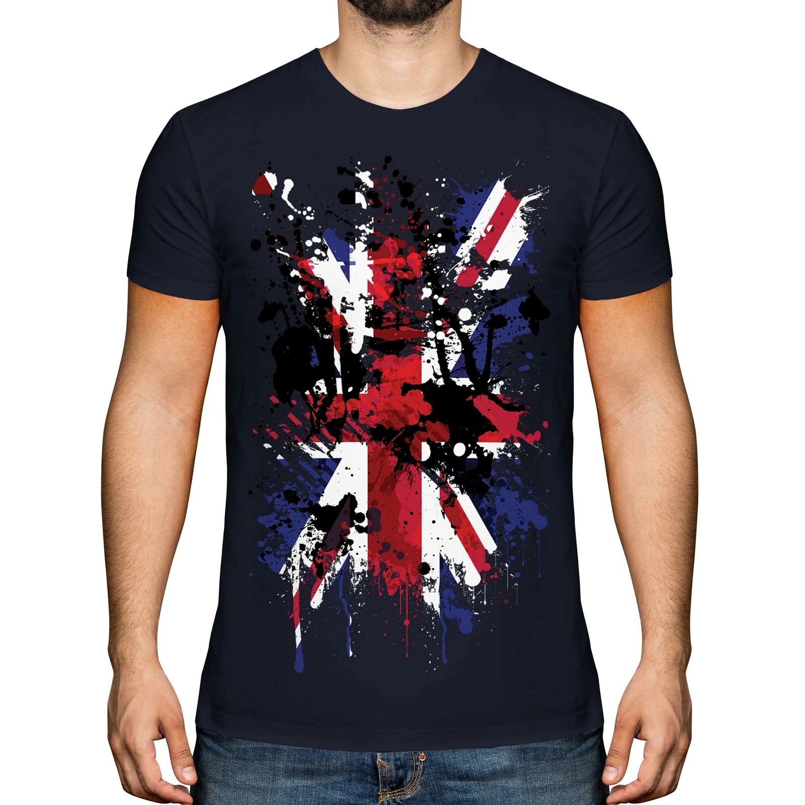 UNION JACK ABSTRACT PRINT MENS T-SHIRT GREAT BRITAIN FLAG UK UNITED KINGDOM TOP