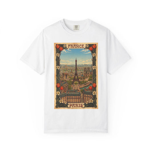 Vintage Paris Eiffel Tower Shirt French Art Poster Travel Souvenir Graphic Tee