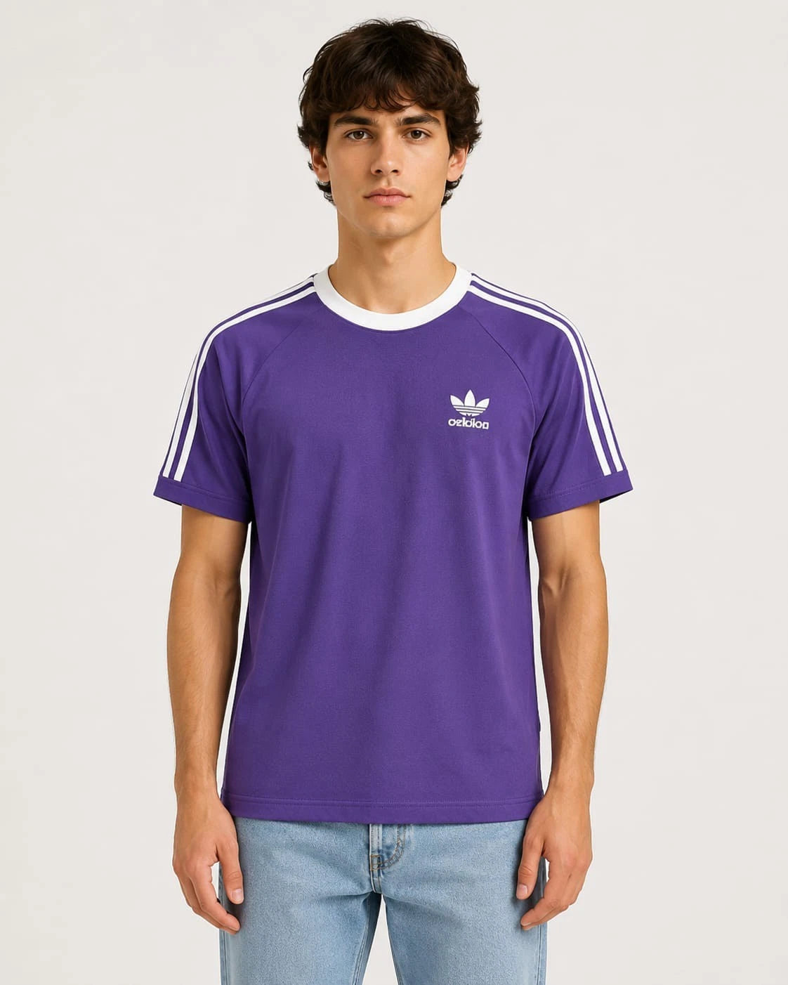Adidas Originals Men's Trefoil 3 Striped T-Shirt Shirt S-XXL PURPLE