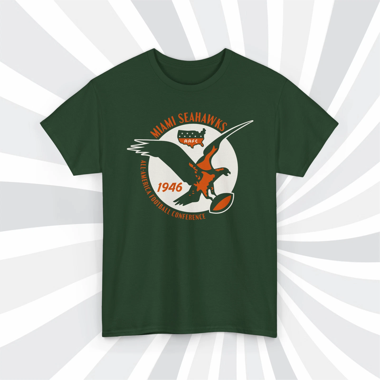Miami Seahawks 1946 AAFC Vintage Football Forest T-Shirt - Dolphins