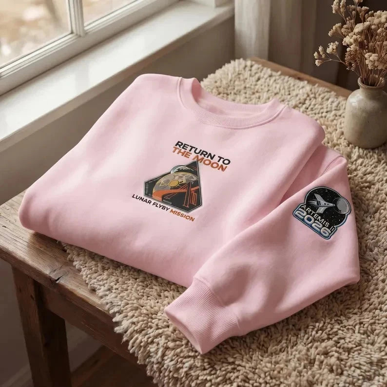 Artemis II 2026 Embroidered Sweatshirt | Return to the Moon Lunar Flyby Mission