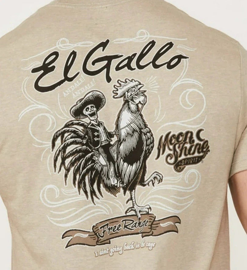 Moonshine Spirit Men's El Gallo Mariachi Short Sleeve Graphic T-Shirt Tan Size L