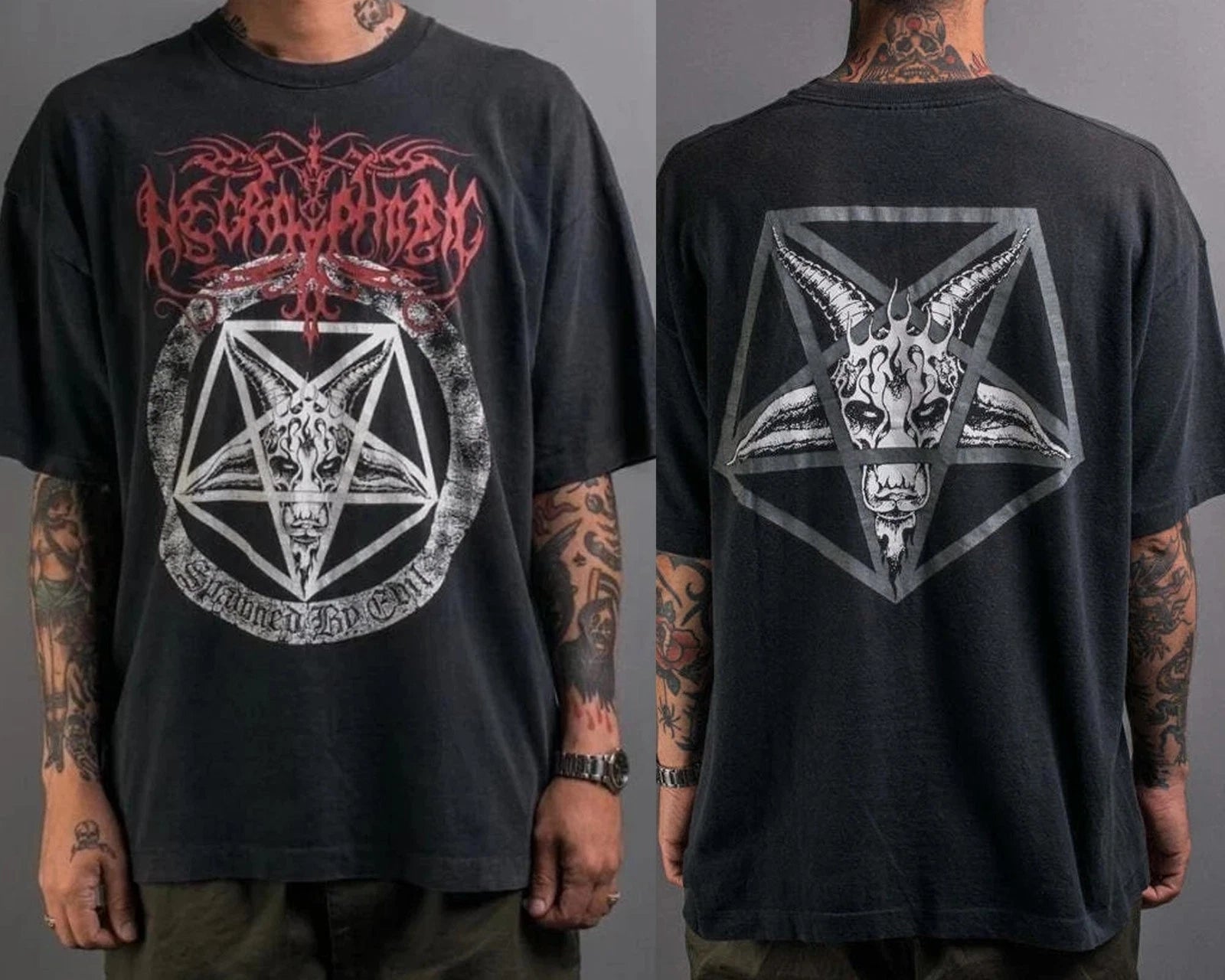 Vintage Necrophobic 1996 T-Shirt Unisex  2 SIDE Spawned by Evil Metal Fan Gift