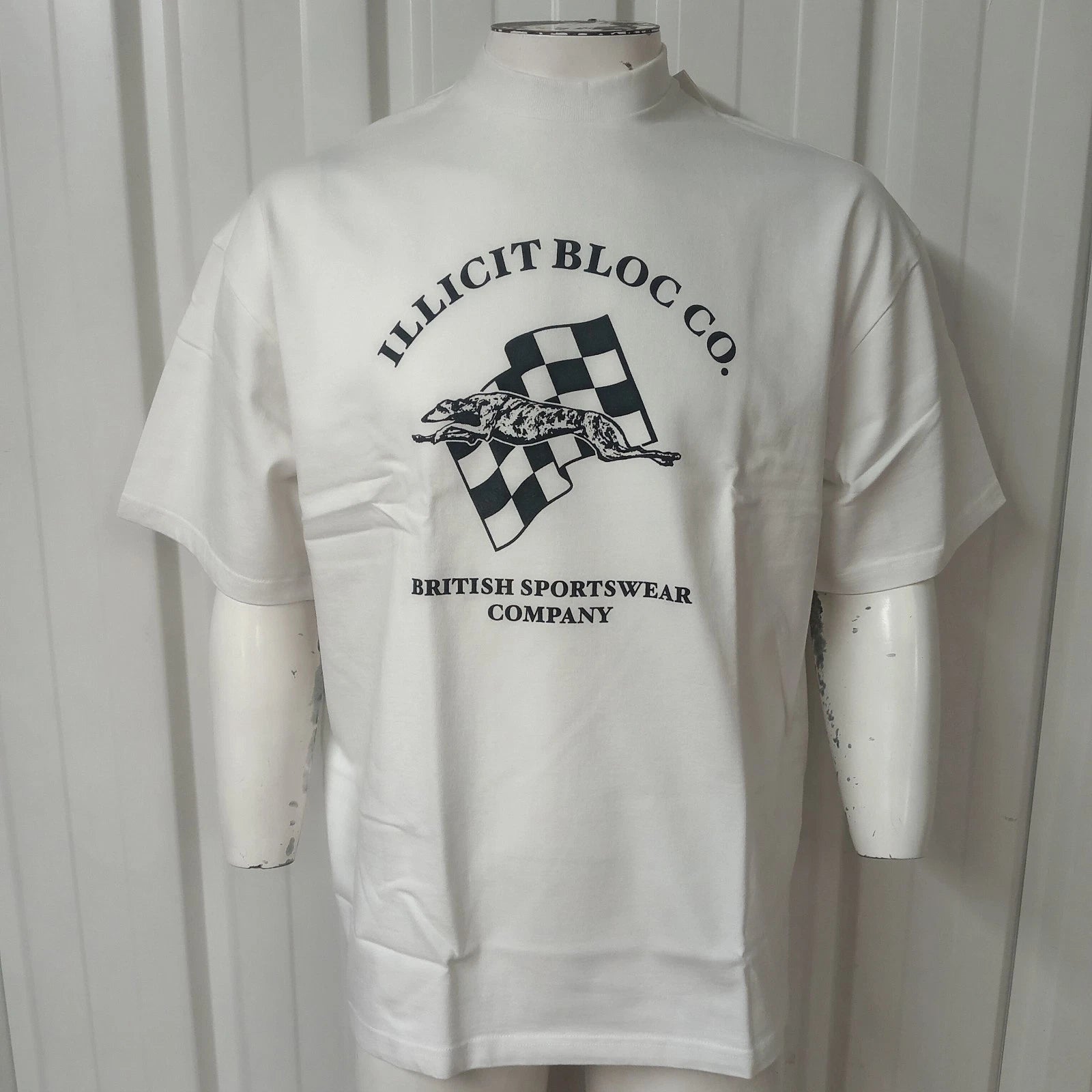 Illicit Bloc Greyhound T-Shirt White 300GSM 100% Cotton Boxy Medium/Large/XXL