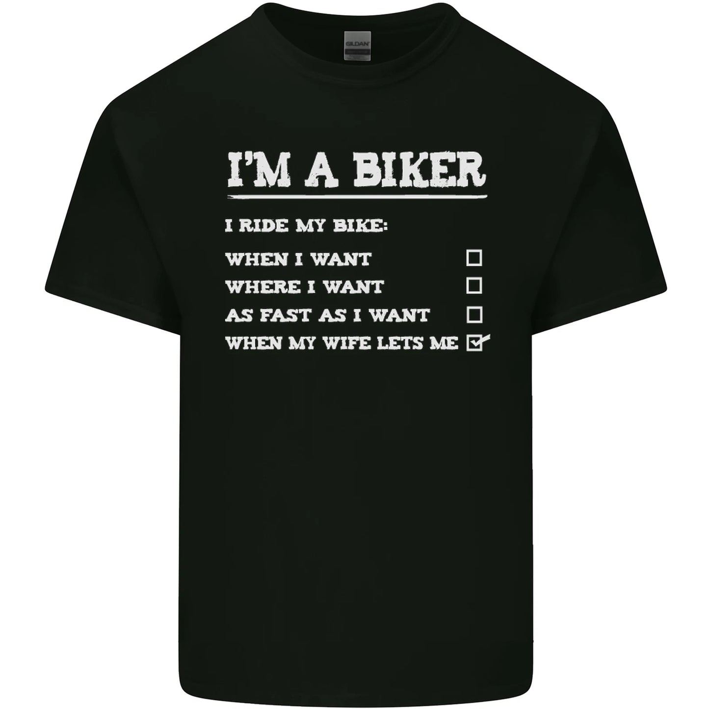 Motorbike Im a Biker When My Wife Funny Mens Light Cotton T-Shirt