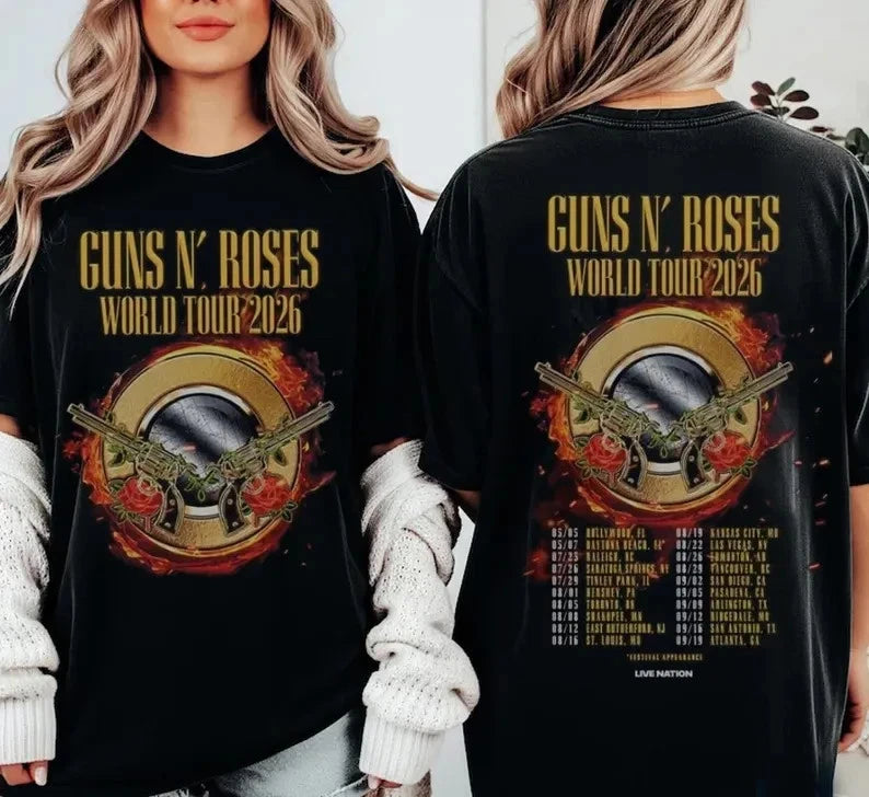 Guns And Roses World Tour 2026 North American Schedule Dates T-Shirt