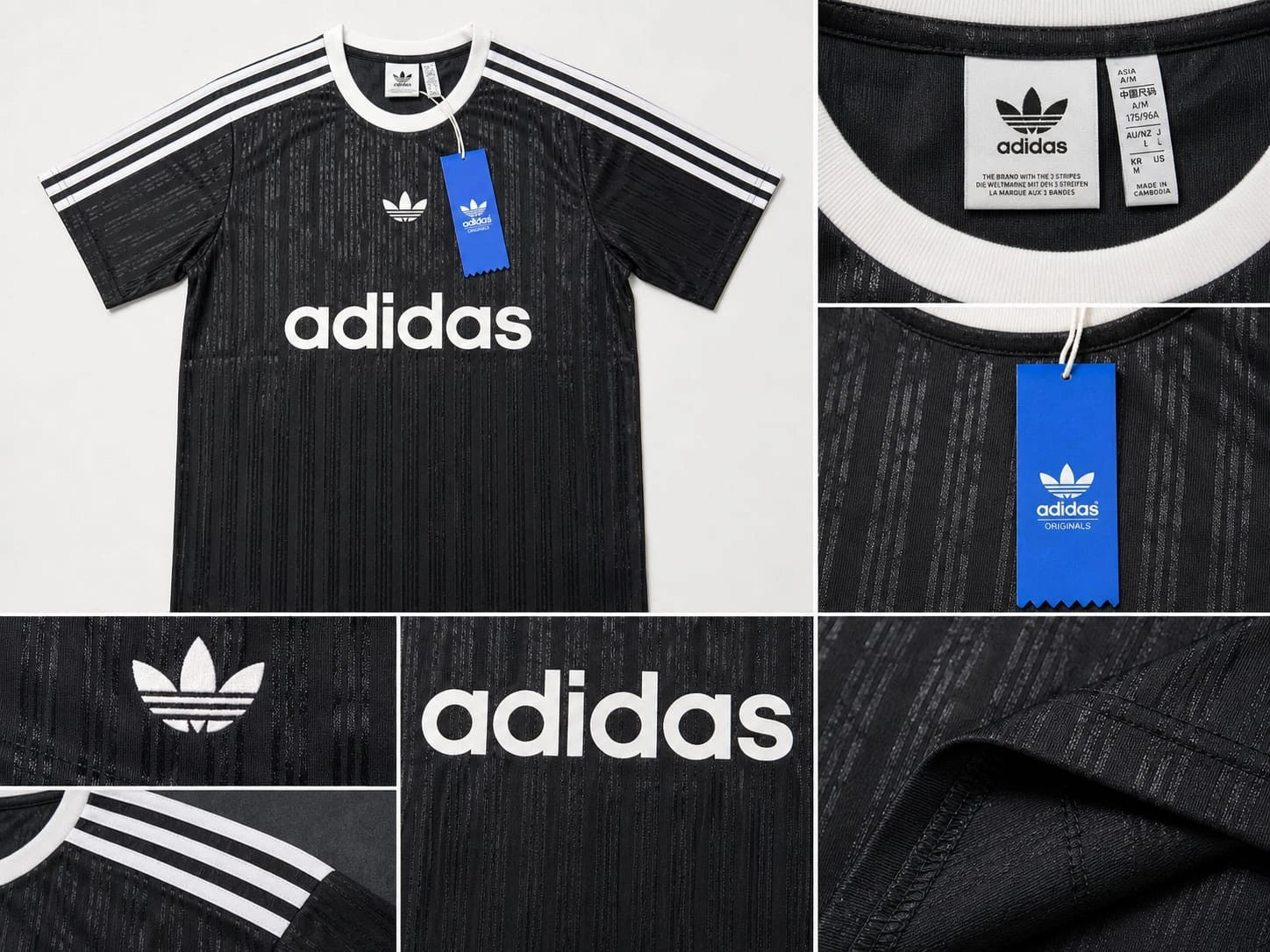 Adidas Originals Men's Trefoil 3 Stripes T-Shirt Shirt S-XXL BLACK/WHITE