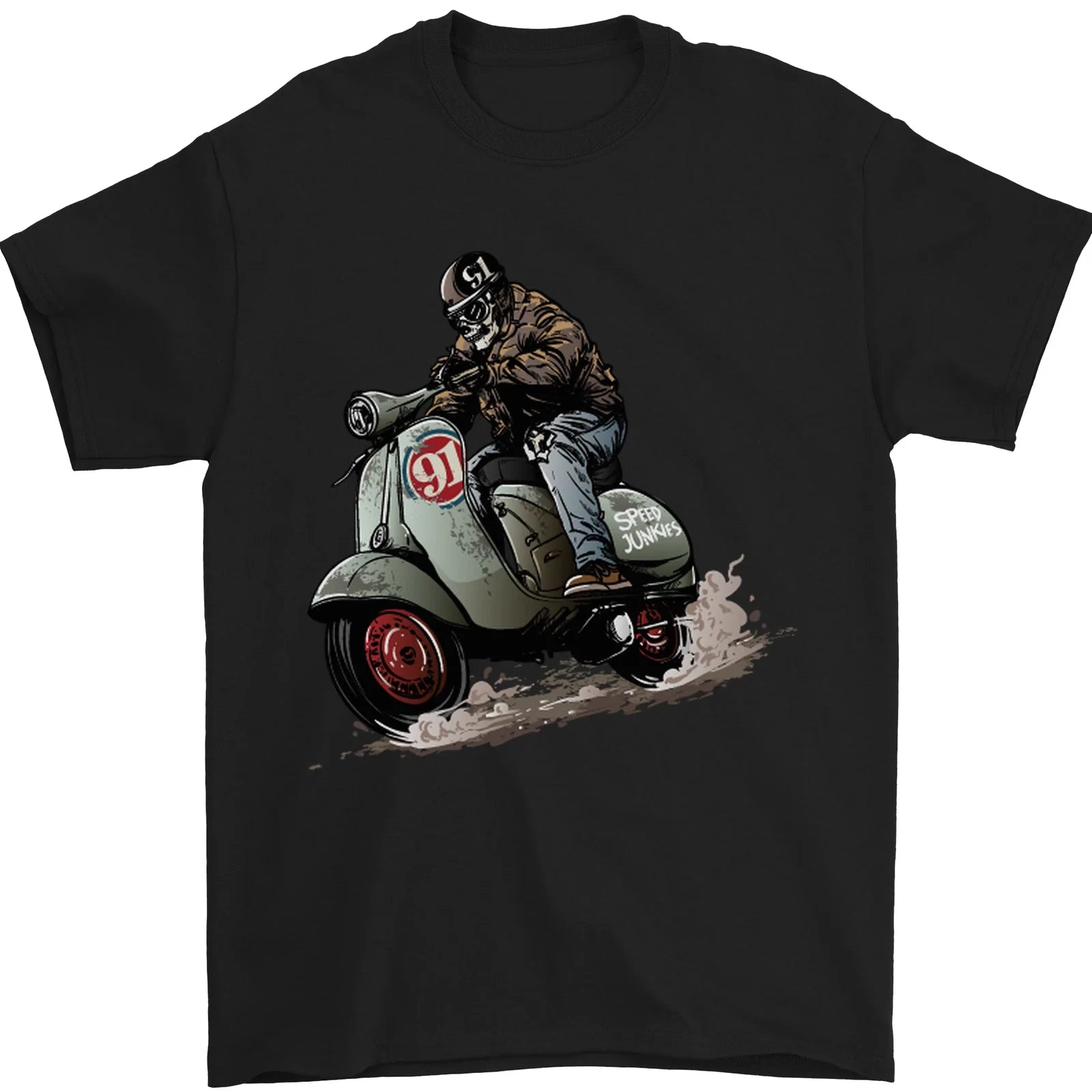 Scooter Skull MOD Moped Motorcycle Biker Mens T-Shirt 100% Cotton