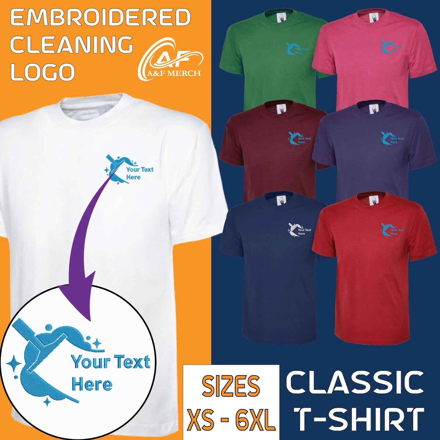 Personalised Embroidered Cleaning Staff T-Shirt Housekeeping Uniform Workwear