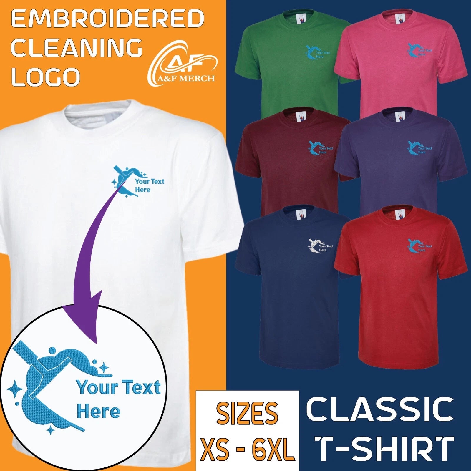 Personalised Embroidered Cleaning Staff T-Shirt Housekeeping Uniform Workwear