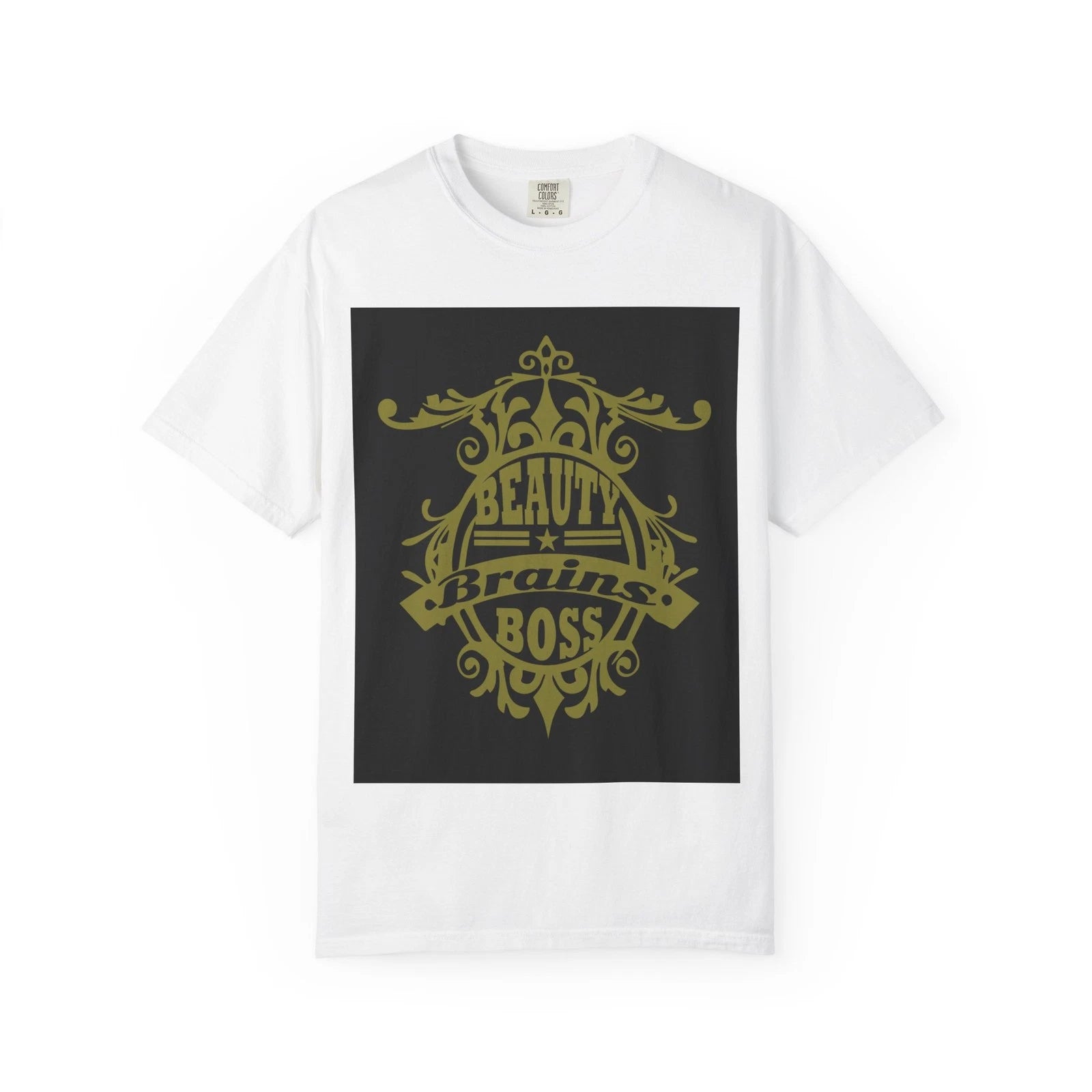 Beauty Brains Boss t-shirt | Ornate Vintage Crest Graphic Tee