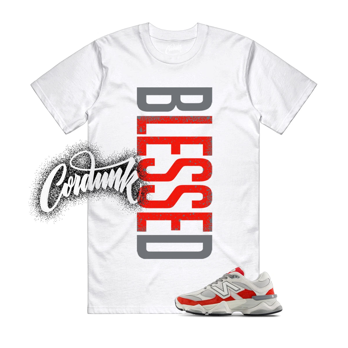 9060 White Red Grey T Shirt Match VERTBLS