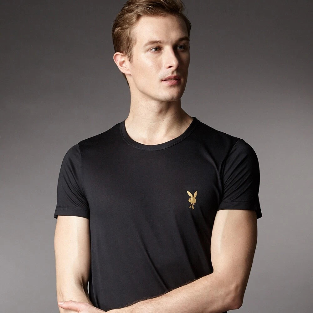 PLAYBOY U Neck Mens Short Slim Fit Lightweight Sporty T-Shirts Undershirt