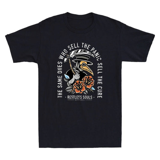The Same Ones Who Sell The Panic Sell The Cure Plague Doctor Funny Men's T-Shirt