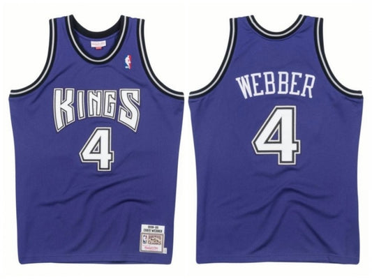sacramento kings #4 chirs webber Kings 4 # Chris · Webber chris webber mitchell&ness Purple Premium Mesh Fan Jersey Style 3