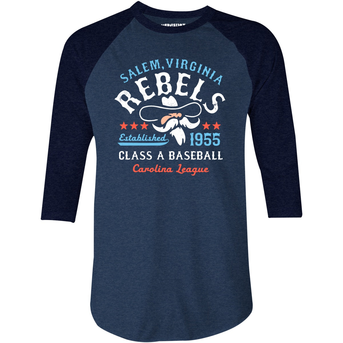 Salem Rebels - Virginia - Vintage Defunct Baseball Teams - 3/4 Sleeve Raglan T-Shirt