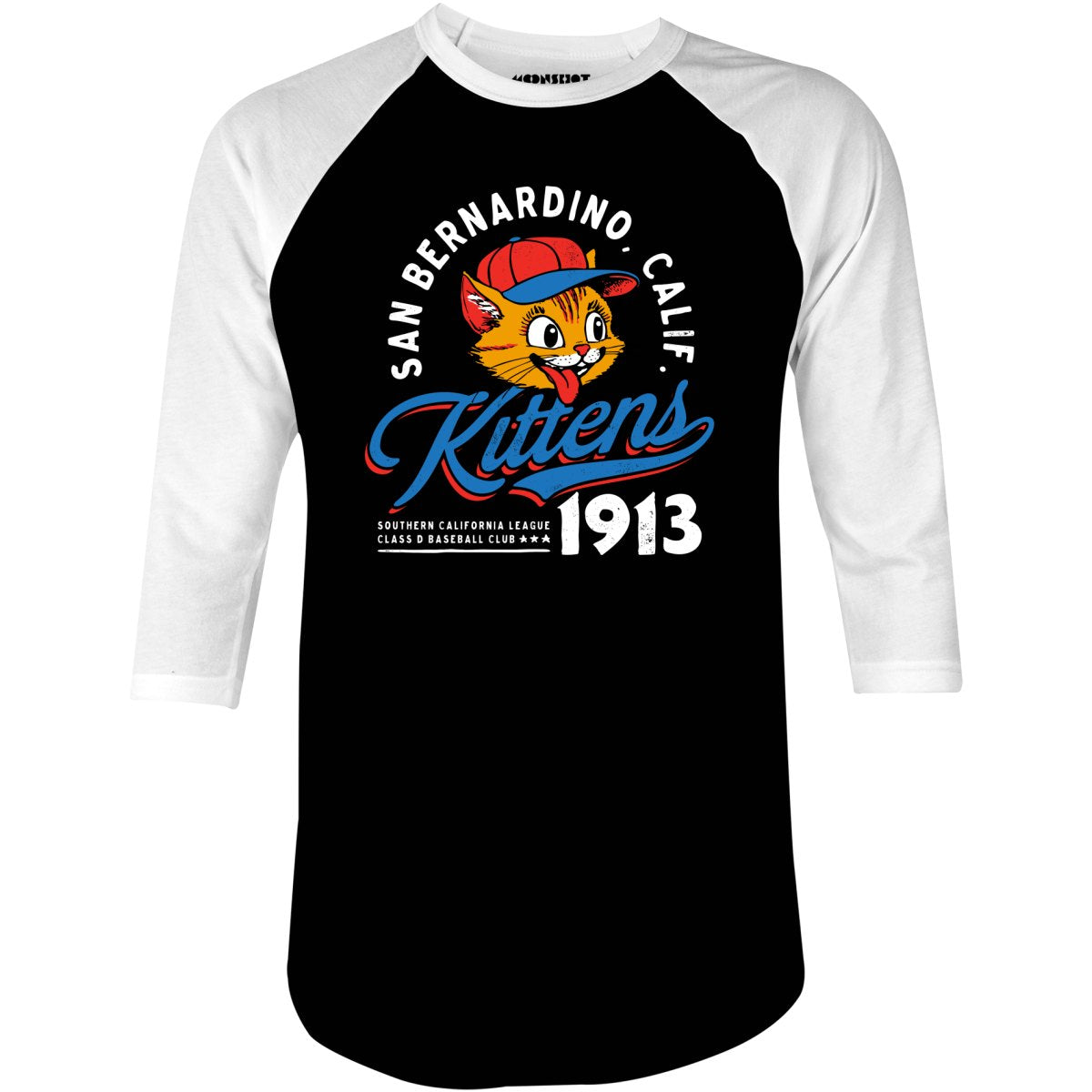 San Bernardino Kittens - California - Vintage Defunct Baseball Teams - 3/4 Sleeve Raglan T-Shirt