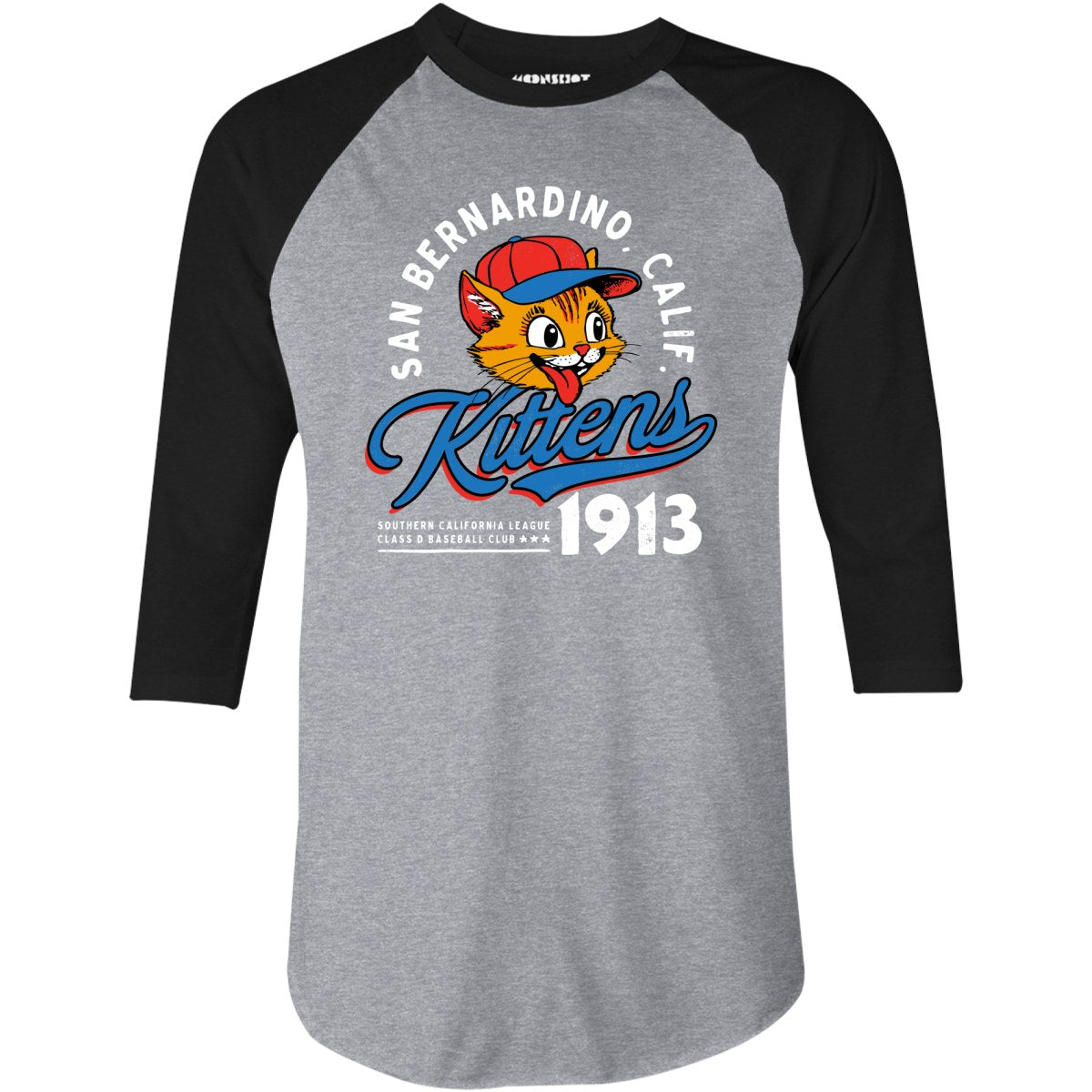 San Bernardino Kittens - California - Vintage Defunct Baseball Teams - 3/4 Sleeve Raglan T-Shirt