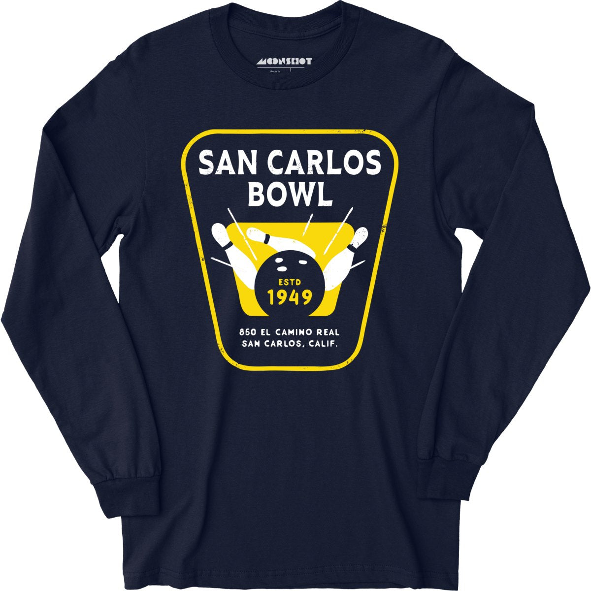 San Carlos Bowl - San Carlos, CA - Vintage Bowling Alley - Long Sleeve T-Shirt