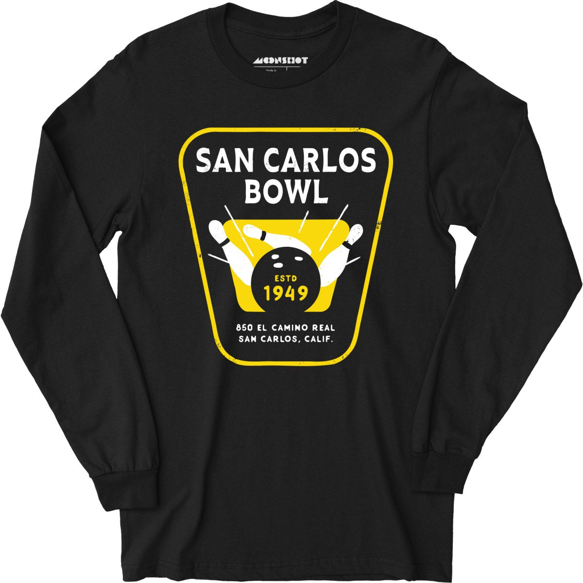 San Carlos Bowl - San Carlos, CA - Vintage Bowling Alley - Long Sleeve T-Shirt