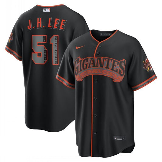 san francisco giants #51 jung hoo lee alternate stadium jersey - black Style 2