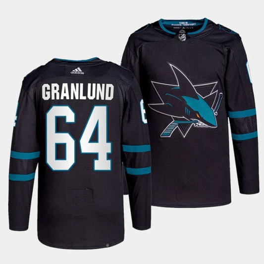 san jose sharks #64 mikael granlund alternate authentic pro primegreen black jersey