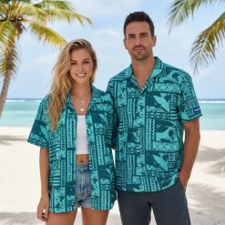 NHL San Jose Sharks Hawaiian Shirt Tropical Summer Button Up Teal Together