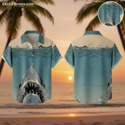 Tropical Sharks Hawaiian Shirt for Men Women - Ocean Beach Button Down Aloha Shirt Short Sleeve Summer