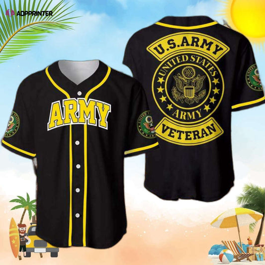 Simple Black Yellow Us Army Baseball Jersey - Aopprinter