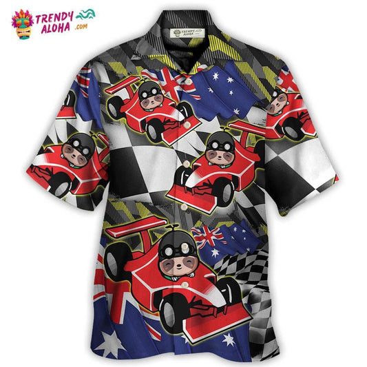 Sloth Racing Formula One Car Racing Australian Vibe Hawaiian Shirt - Trendy Aloha