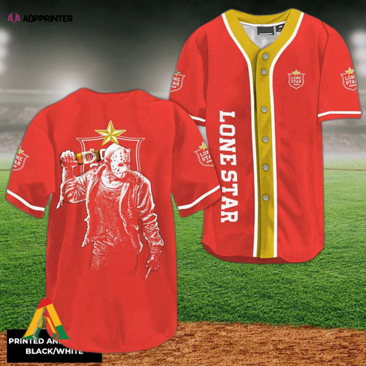 Spooky Jason Voorhees Baseball Jersey Lone Star Beer Horror-themed Apparel - Aopprinter