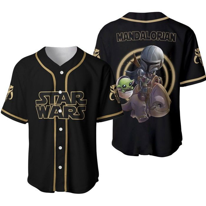 Star Wars Mandalorian Black Brown Disney Unisex Cartoon Graphics Casual Outfits Custom Baseball Jersey Gifts for Fans - lylyprint.com