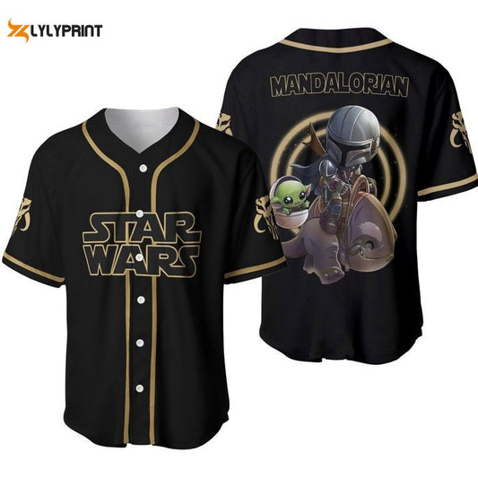 Star Wars Mandalorian Black Brown Disney Unisex Cartoon Graphics Casual Outfits Custom Baseball Jersey Gifts for Fans - lylyprint.com