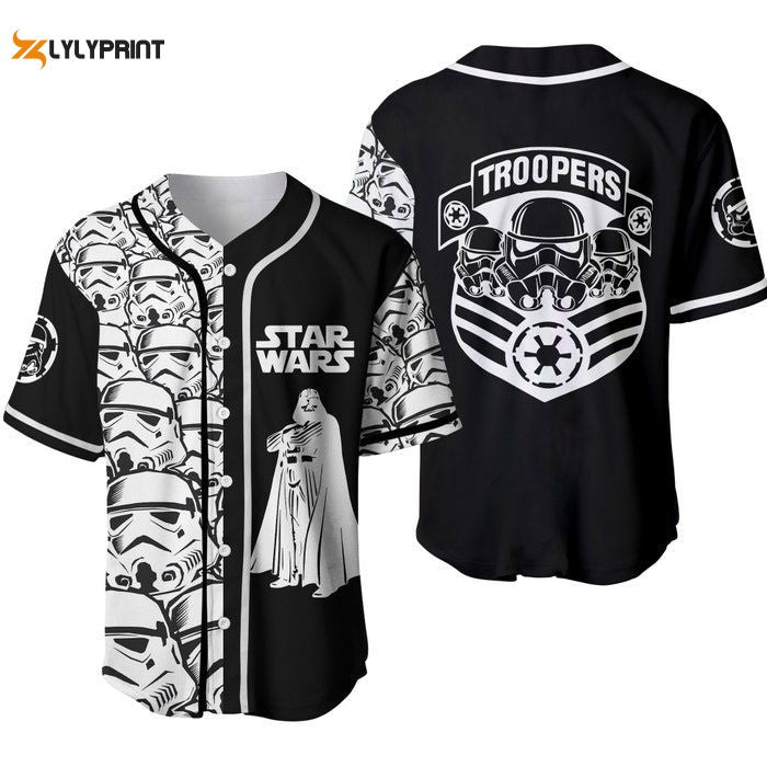 Star Wars Stormtrooper Black Cute Disney Unisex Cartoon Graphics Casual Outfits Custom Baseball Jersey Gifts for Fans - lylyprint.com