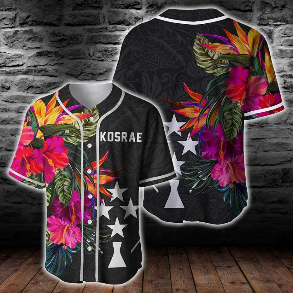 Stylish Kosrae Micronesian Hibiscus Baseball Jersey: Unique Design for Sports Enthusiasts - Aopprinter