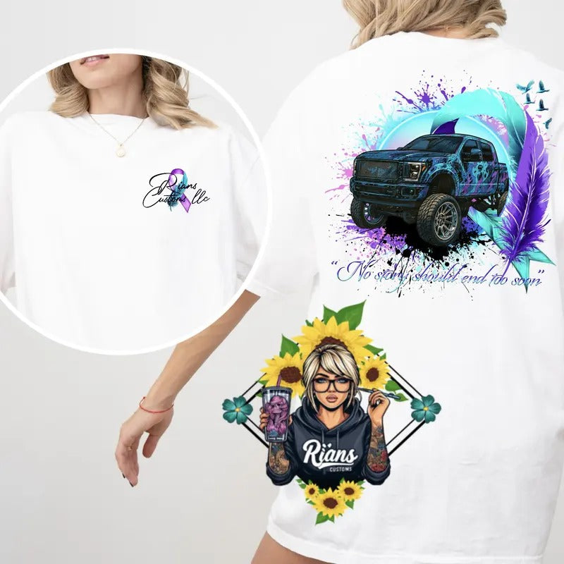 sui$ide Awareness F350 truck edition Unisex Comfort Colors Tshirt Hoodie, Sweatshirt | InkThreadWorks.com