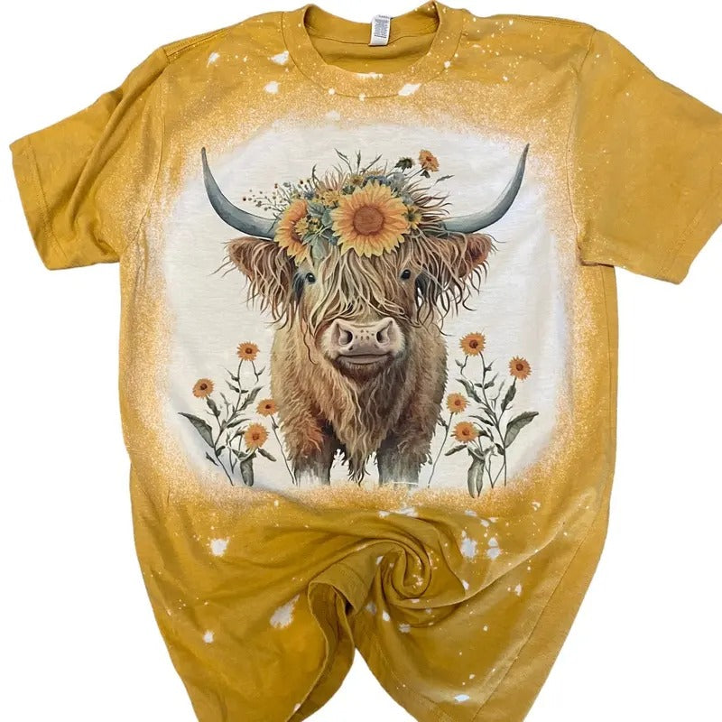 sunflowers & Highland Cow t-shirt Hoodie, Sweatshirt | InkThreadWorks.com