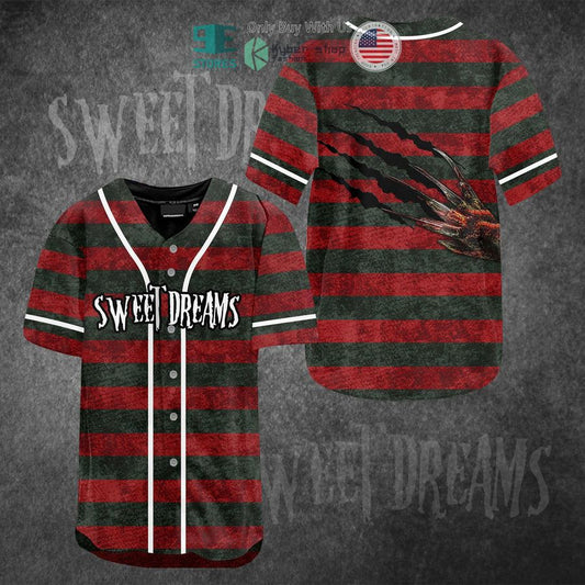 BEST Sweat Dreams Freddy Krueger costume Baseball Jersey